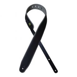 Colonial Leather - 2.5″ Padded Upholstery Leather Guitar Strap - Black & Grey