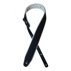 Colonial Leather - 2.5″ Padded Upholstery Leather Guitar Strap - Black & White