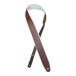 See All Colonial Leather - 2.5″ Padded Upholstery Leather Guitar Strap - Brown & White