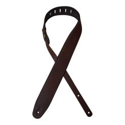 Colonial Leather - 2.5″ Padded Upholstery Leather Guitar Strap - Tan & Brown See All