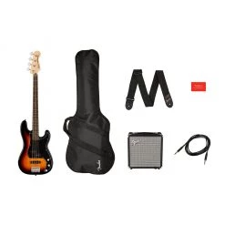 Squier Affinity Series™ Precision Bass® PJ Pack, Laurel Fingerboard, 3-Color Sunburst, Gig Bag, Rumble 15 - 240V AU