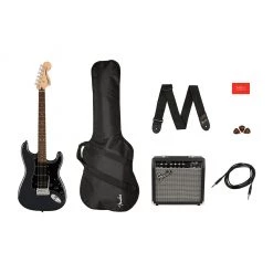 Electric Guitars Squier Affinity Series™ Stratocaster® HSS Pack, Laurel Fingerboard, Charcoal Frost Metallic, Gig Bag, 15G - 240V AU